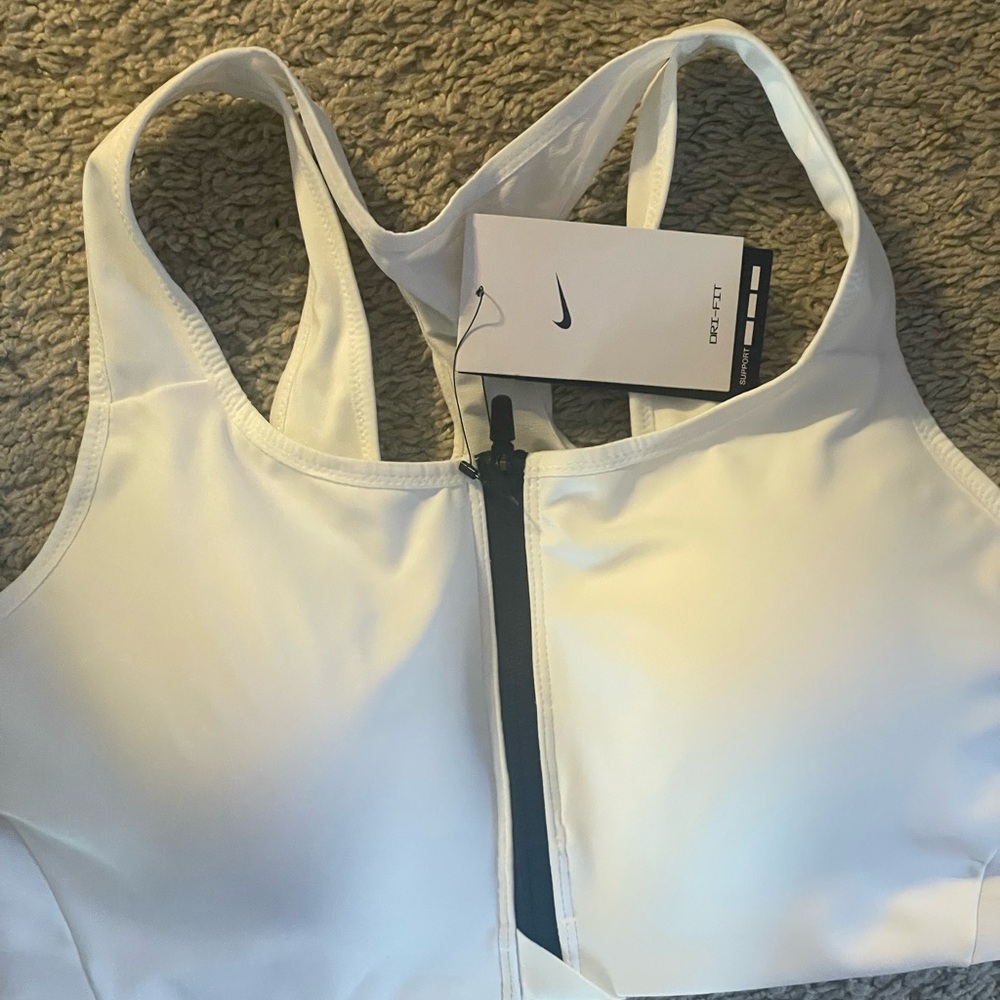 Nike Women's white Zip-Front Sports Bra